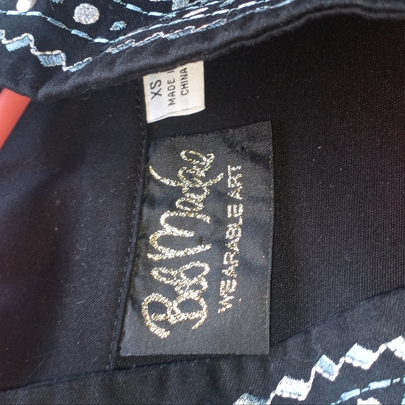 Bob Mackie Wearable Art Zip Up Black Embroidered Western Style Jacket Coat - Picture 4 of 4